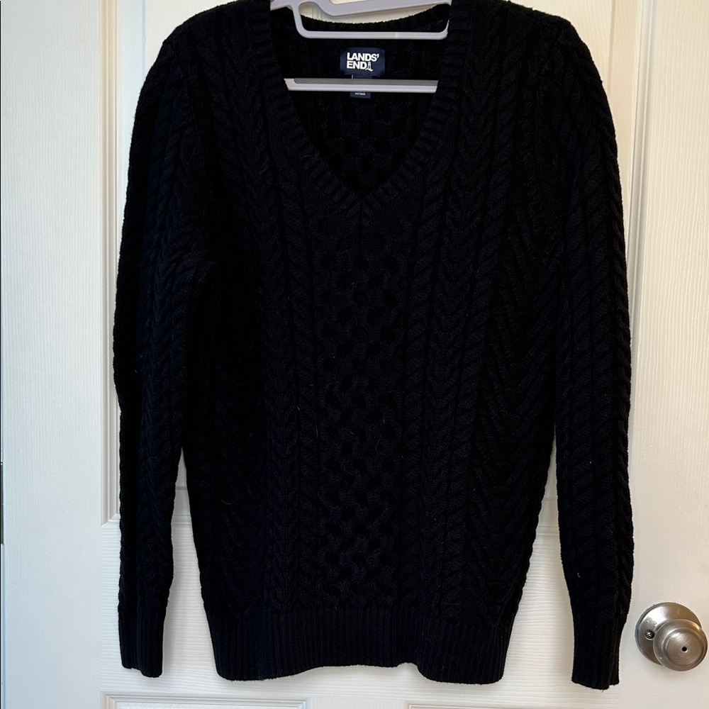 Lands' End V-Neck Black Sweater